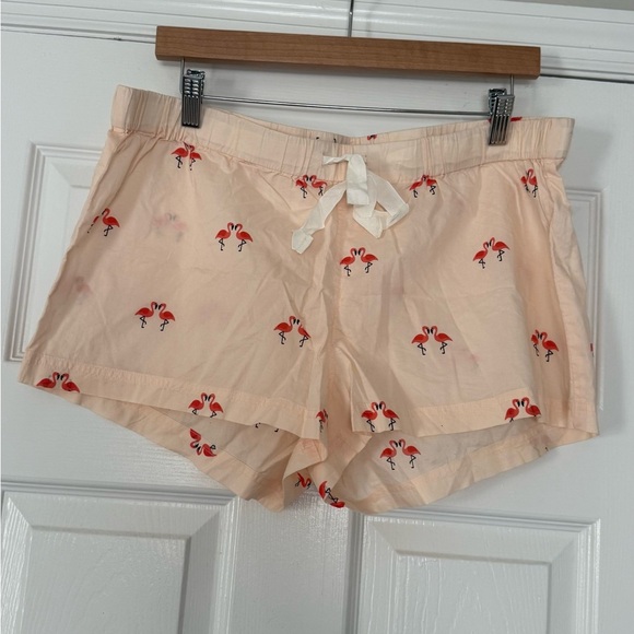 J.Crew Pink Flamingo Print Pajama Shorts Size Large - Picture 1 of 6